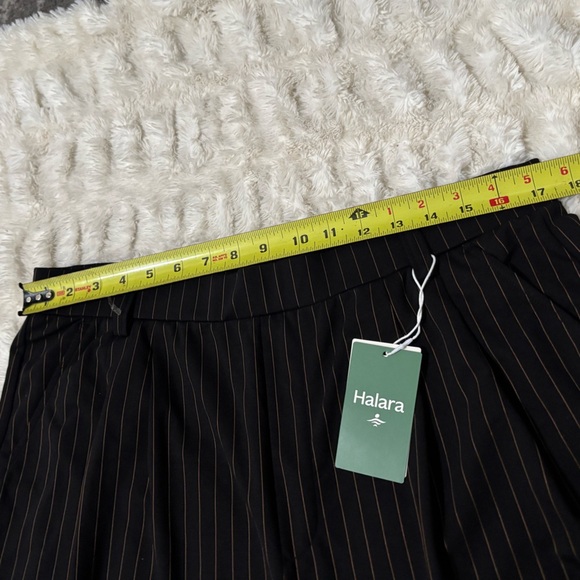 NWT HALARA Black Dress Pants Mid Rise Barrel Leg Stripe Pants - Picture 7 of 16